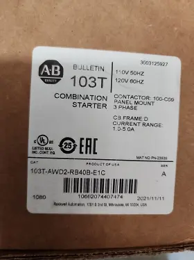 103t-ewd3-rc10s-e1d Allen-bradley 103t-awd2-rb40b-e1c Combination Starter Ser A