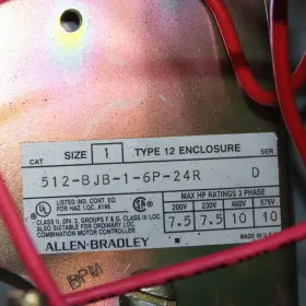 512-bjb-1-6p-24r Allen Bradley Size 1 Combination Starter Disconnect 600v 7.5hp #2