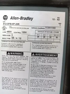 512-dfb-6p-26r Allen-bradley Combination Starter Disconnect 598-df27108t #3