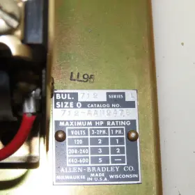 712-aah2478 Allen Bradley 600v 3ph 5hp Max Combination Starter Disconnect 208v #2