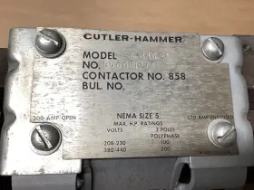 102f107pr6 Cutler Hammer 9560h127a 6-186-2 Starter Contactor 270a #102f107pr6 Co #2