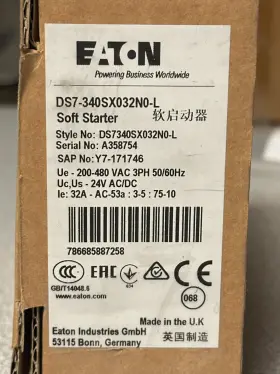 Ds7-340sx032n0-l Eaton New Soft Starter 20hp 32a 3 Pole 3ph 200-480v