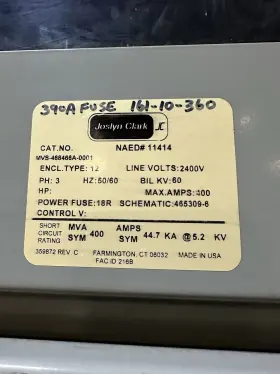 1000967 Joslyn Clark 2400v 400a Mvs Motor Control Center Mcc 1-125hp 2-150hp W Main #3