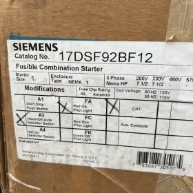 17dsf92bf12 Siemens Size 1 Combination Motor Starter 7.5hp 60a 3 Phase 600v New #2
