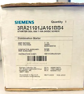 Siemens 3ra21101ja161bb4 Combination Starter Brand New