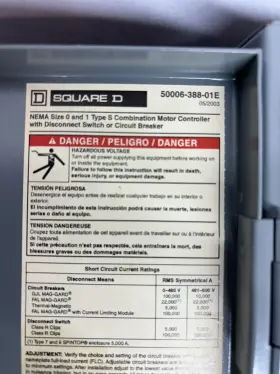 50006-388-01e Square D Combination Motor Controller Fusible 3 Pole 30a #3