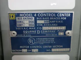 8536sg01 Square D Model 4 1200/300a Mcc Motor Control Center 3x Section Size 5 Starter #2