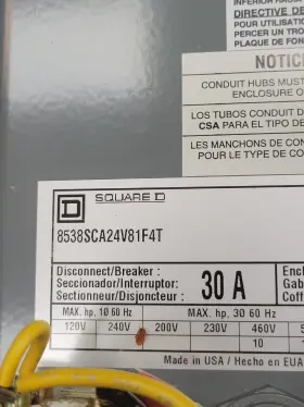 8538sca24v81f4t Square D Fusible Combo Starter Switch 30a Enclosure Type 12/3r #3
