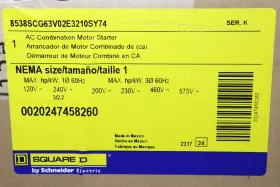 8538scg63v02 Square D 30a Nema/size 1 Fusible Ac Combination Motor Starter