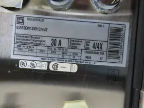 8538scw14v81cff4t Square D 30a 600v 10hp Max Stainless Steel Combo Starter #2