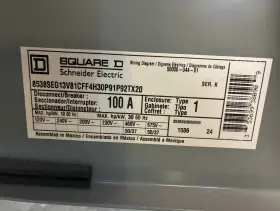 Square D 8538seg13v81cff4h30p91p92tx20 Fusible Combination Starter 100a 120-575v Nema 1 8538seg13v81cff4h30