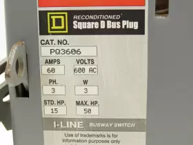 Pq3606 Square D Ser 1 Busway Switch Fusebox 50hp 60a 3 Pole Clean #2 Pq3606 Square D Ser 1 Busway Switch Fusebox 50hp 60a 3 Pole Clean #2