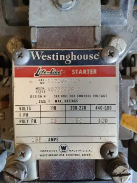 11200k4ccn Westinghouse 11200k4cnn Life-line Starter 220v 60hz Coil 1ph 135 Amps